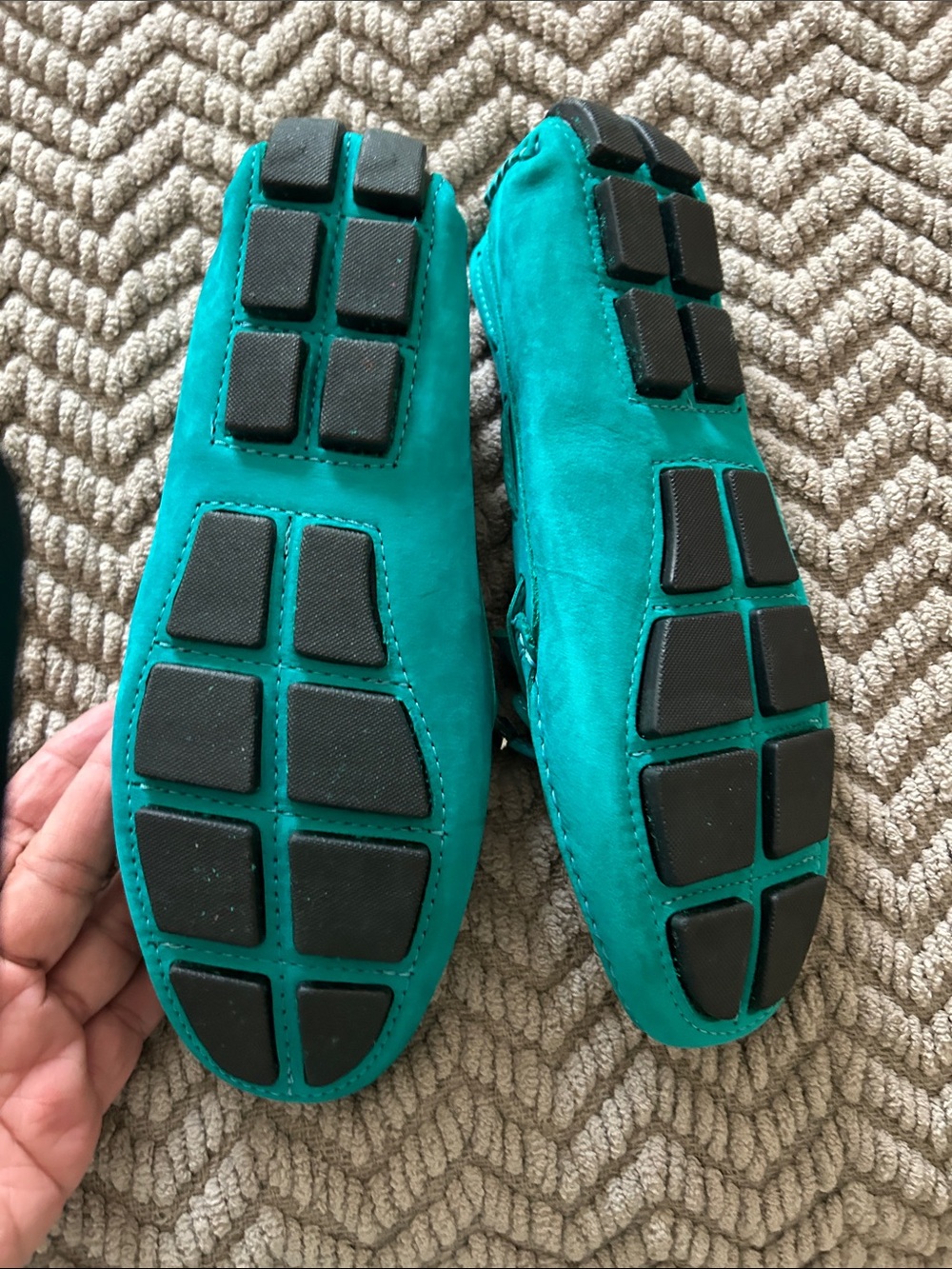 Saks Fifth Avenue Teal Suede Moccasin Loafers - Picture 4 of 8